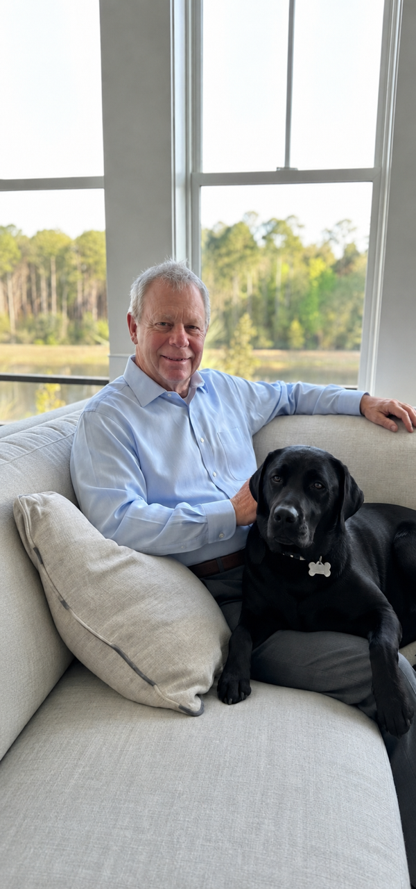 Dr. Richard Pavelock with his dog Veto